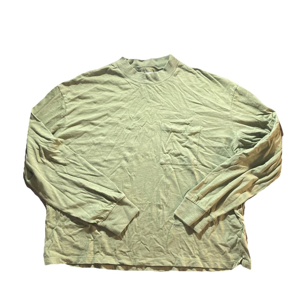 Madewell Shirt Adult L Green Solid Adult Long Sleeve Crew Neck Pocket Tee
